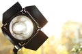 Professional photo studio lighting equipment on blurred background. Royalty Free Stock Photo