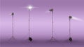 Professional photo studio strobe light isolated on purple background. Photo lighting. 3D realistic photo lighting. Photo