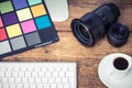 Professional photograper desk Royalty Free Stock Photo