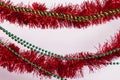 Red and green garland rope red aluminum shimmering garland