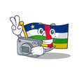 A professional Photographer flag central african cartoon character with a camera