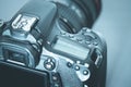 Professional photographing: Reflex camera with telephoto lens, cutout Royalty Free Stock Photo