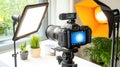 Professional Photography Setup With Lights and Camera in Bright Studio Royalty Free Stock Photo