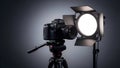Professional Photography Studio Setup with DSLR Camera and Light Royalty Free Stock Photo