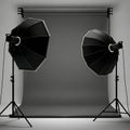Professional photography studio setup with octabox lighting white background Royalty Free Stock Photo