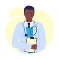 Professional physician semi flat color vector character