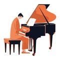 Professional pianist playing classical music on grand piano