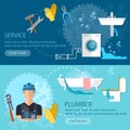 Professional plumber banner plumbing repair service