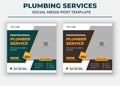Professional Plumber Service, Plumber Service Social Media Template Royalty Free Stock Photo