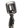 Professional Polished Metal Classic Microphone Isolated on White with Copy Space.