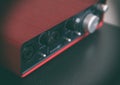 Professional portable red sound card. Royalty Free Stock Photo