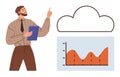 Professional presenting data insights with cloud connection for modern technology and analytics Royalty Free Stock Photo