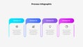 Professional process infographic template featuring four gradient sections with icons and placeholder text. Perfect for Royalty Free Stock Photo