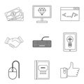 Professional programmer icons set, outline style