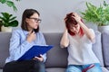 Professional psychologist working with teenage student girl Royalty Free Stock Photo