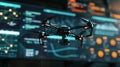 Professional quadcopter drone with high-resolution camera in a technical environment Royalty Free Stock Photo