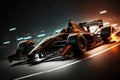 Professional racing car with sparks flying from under wheels at Formula One Racing, generative ai