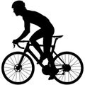 Professional racing cyclist, sport cyclist riding a racing bike, triathlon street sport Aero road bike in motion. Detailed vector Royalty Free Stock Photo