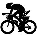 Professional racing cyclist, sport cyclist riding a racing bike, triathlon street sport Aero road bike in motion. Detailed vector Royalty Free Stock Photo