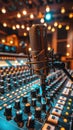 Professional Recording Studio With Microphone and Sound Board