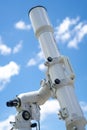 A professional refractor telescope mounted on a tripod Royalty Free Stock Photo