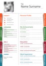 Professional resume cv with colored design stickers template