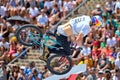 A professional rider at the BMX (Bicycle motocross) Flatland competition at LKXA Extreme Sports Royalty Free Stock Photo