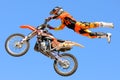 A professional rider at the FMX (Freestyle Motocross) competition at LKXA Extreme Sports Barcelona Royalty Free Stock Photo