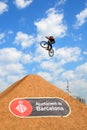 A professional rider at the MTB (Mountain Biking) competition Royalty Free Stock Photo