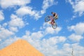 A professional rider at the MTB (Mountain Biking) competition Royalty Free Stock Photo