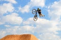 A professional rider at the MTB (Mountain Biking) competition on the Dirt Track at LKXA Extreme Sports Royalty Free Stock Photo