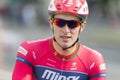 Professional Road Cyclist Evgeny Korolek Poses as a Winner of the International Road Cycling Competition