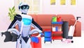 professional robot cleaner robotic janitor with equipment cleaning service artificial intelligence technology concept