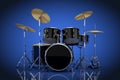 Professional Rock Black Drum Kit. 3d Rendering