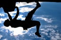 Professional rock climber & climber silhouette Royalty Free Stock Photo