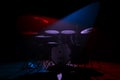 Professional Rock Drum Kit in Spotlight Lights. 3d Rendering Royalty Free Stock Photo