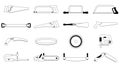 Professional Saw Type Collection - Vector Line Art Illustrations of Manual and Power Saws for Woodworking and Construction Royalty Free Stock Photo