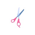 Professional scissors for haircuts or per grooming, flat vector illustration isolated on white background. Royalty Free Stock Photo
