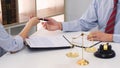 Professional Secretary lawyer working at his office signing contract Consultation of client from trust Law Firm, Attorneys Notary Royalty Free Stock Photo