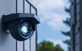 Professional Security Cameras for Modern Building Surveillance and Outdoor Safety System Control. Royalty Free Stock Photo