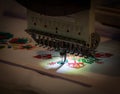 Professional sewing machine embroidery textile Royalty Free Stock Photo