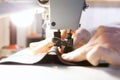 Professional sewing machine for leather work Royalty Free Stock Photo