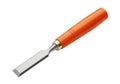 Professional sharp wood chisel with vibrant orange handle and steel blade Royalty Free Stock Photo