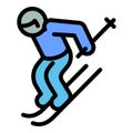 Professional skier icon, outline style