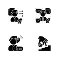 Professional skills development black glyph icons set on white space