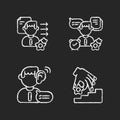 Professional skills development chalk white icons set on black background