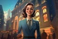 Professional Smiling saleswoman in city. Generate ai