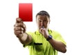 Professional soccer referee giving the red card isolated Royalty Free Stock Photo