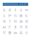 Professional society line icons signs set. Design collection of Society, Professional, Network, Association, Community