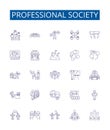 Professional society line icons signs set. Design collection of Society, Professional, Network, Association, Community